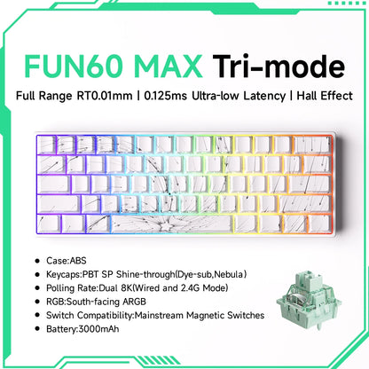 MONSGEEK FUN60 PRO&MAX HE Machanical Keyboard Magnetic Switch 60% Wireless Gaming Keyboard Rapid Trigger 8K ARGB Custom Keyboard
