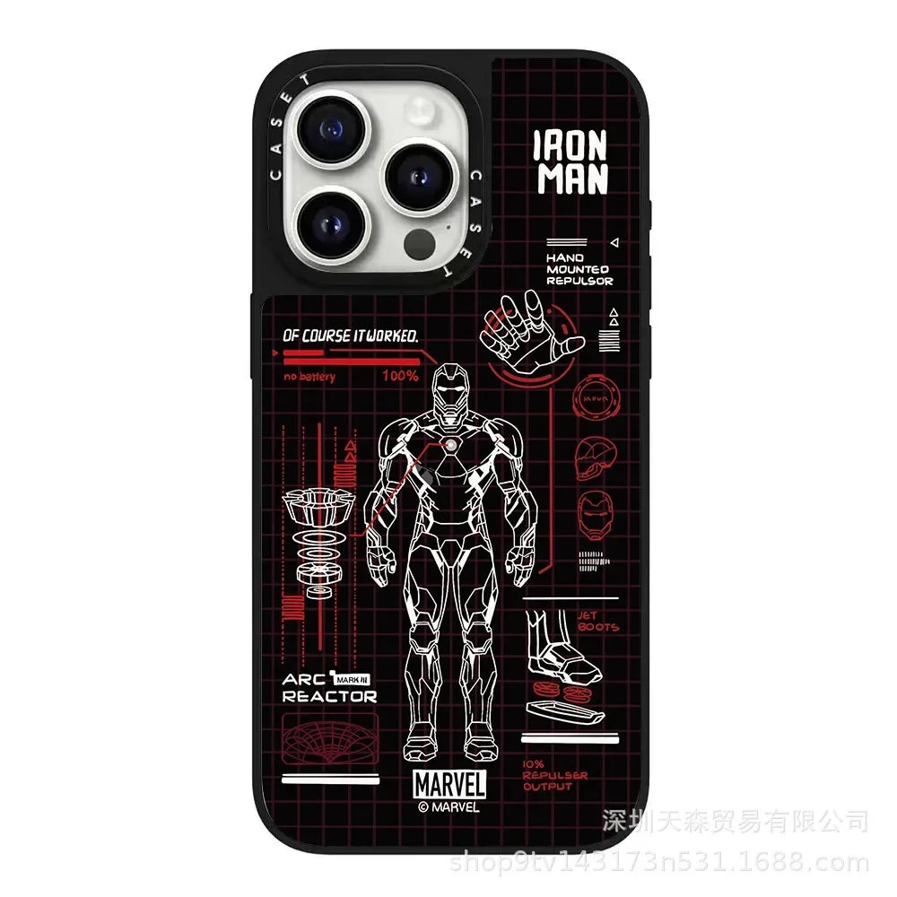 Trendy Brand CAS Co-branded Avengers for Iphone16pro max Marvel Character Phone Case Anti-fall Mirror Spider-Man Birthday Gift