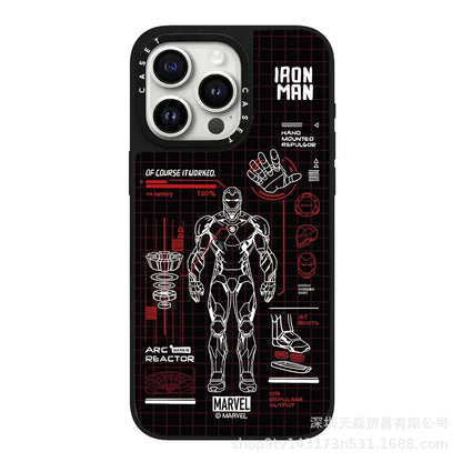 Trendy Brand CAS Co-branded Avengers for Iphone16pro max Marvel Character Phone Case Anti-fall Mirror Spider-Man Birthday Gift