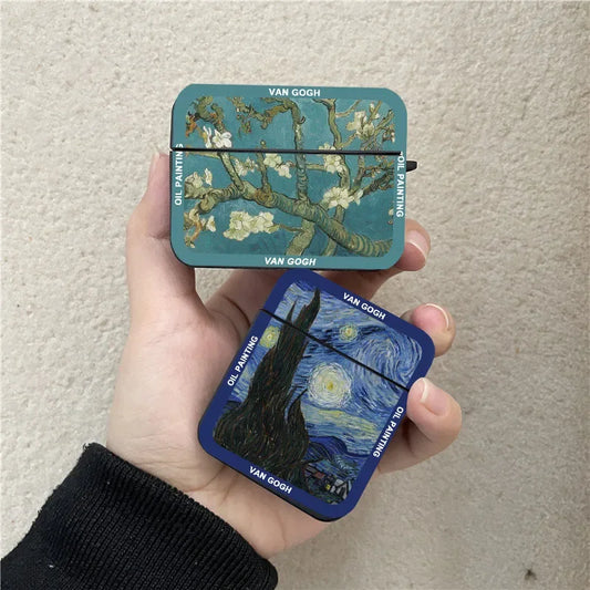 Retro Art Van Gogh Oil Painting Earphone Case For Apple AirPods Pro 2 Vintage Hard Silicone Headphone Cover For Air Pods 4 3 2 1