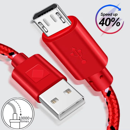 2.4A Micro USB Cable 0.5m/1m/2m/3m Data Sync USB Charge Cable For Samsung Huawei Xiaomi Android Nylon Braided Microusb Data Cord