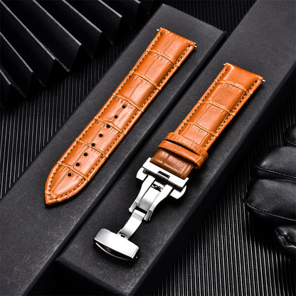 Genuine Calfskin Leather Watchbands Business Replace Watch Band 18mm 20mm 22mm 24mm With Butterfly Buckle Wristwatch Strap