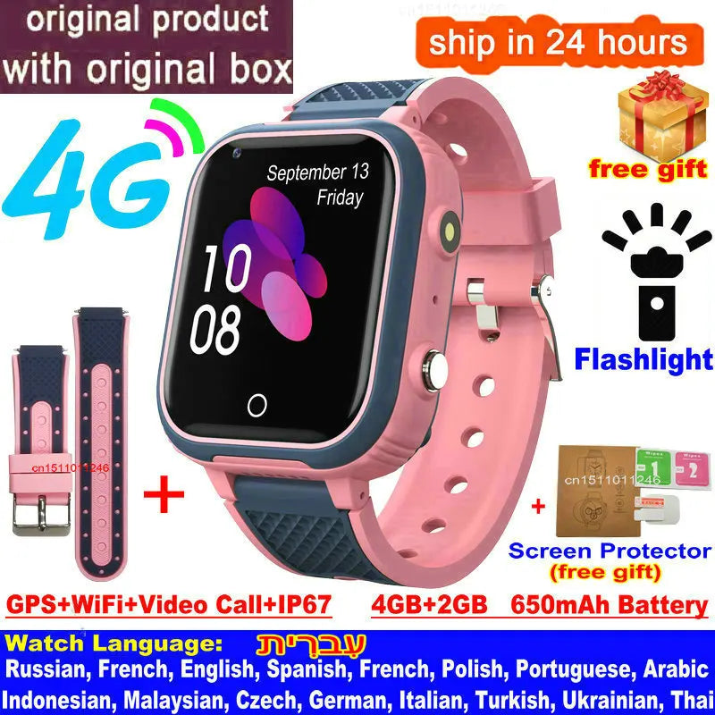 New 4G Smart Watch Kids GPS WIFI Video Call SOS IP67 Waterproof LT21 Child Smartwatch Camera Voice Monitor Tracker Location