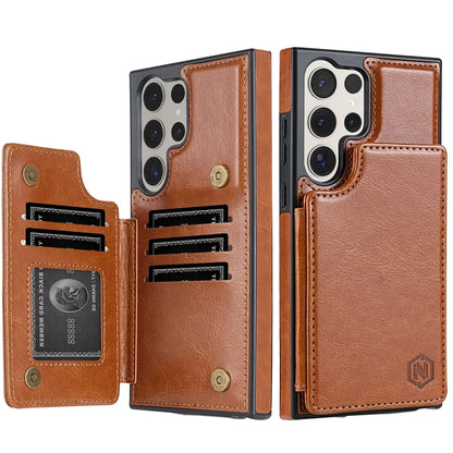 Wallet Magnetic Double Buckle RFID Blocking Card Slot Leather Case For Samsung Galaxy S25 Ultra S24 FE S23 Plus S22 S21 S20 FE