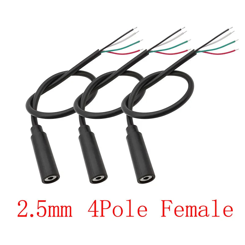 3Pcs 2.5mm/3.5mm Male Female 2/3/4Pole Mono/Stereo Aux Plug Jack Connector To Bare Wire End For DIY Audio Headphone Cable Repair