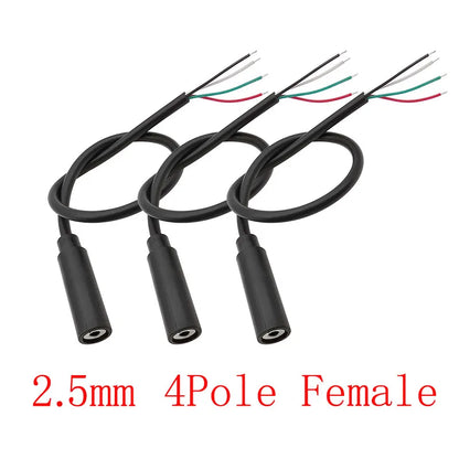 3Pcs 2.5mm/3.5mm Male Female 2/3/4Pole Mono/Stereo Aux Plug Jack Connector To Bare Wire End For DIY Audio Headphone Cable Repair