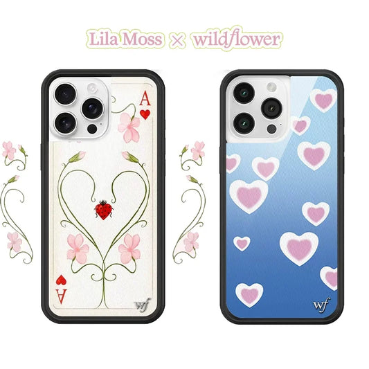 Wildflower Lila Moss Dreamy Hearts Phone Case for iPhone 12 13 14 15 16 17 Pro Max Plus Air 17pro WF 3D Poker A Cover Cases