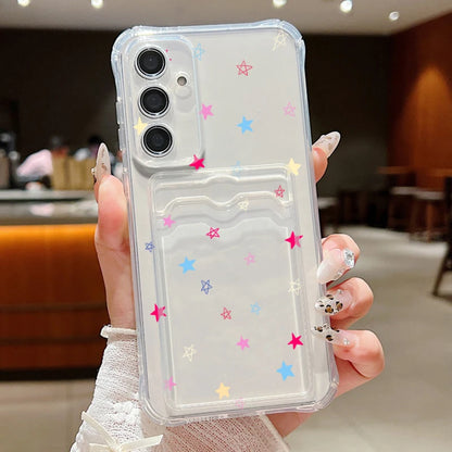 Card Bag Wallet Case For Samsung Galaxy S25 Edge S24 Ultra S23 S24 FE A55 A35 A25 A15 A16 A56 5G A06 Tiny Hearts TPU Phone Cover