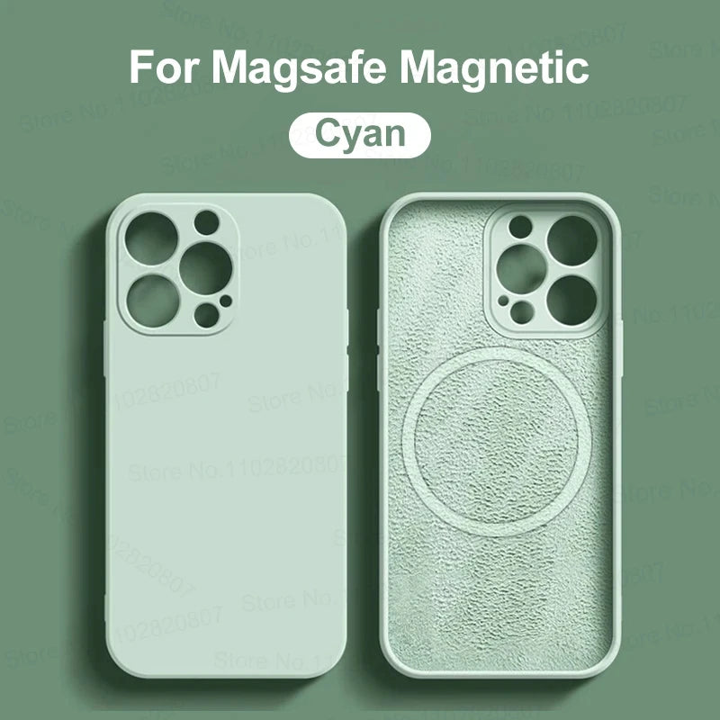 Liquid Silicone For Magsafe Magnetic Case For iPhone 16 15 14 12 11 13 Pro Max 16 Plus Wireless Charging Cover Phone Accessories