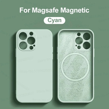 Liquid Silicone For Magsafe Magnetic Case For iPhone 16 15 14 12 11 13 Pro Max 16 Plus Wireless Charging Cover Phone Accessories