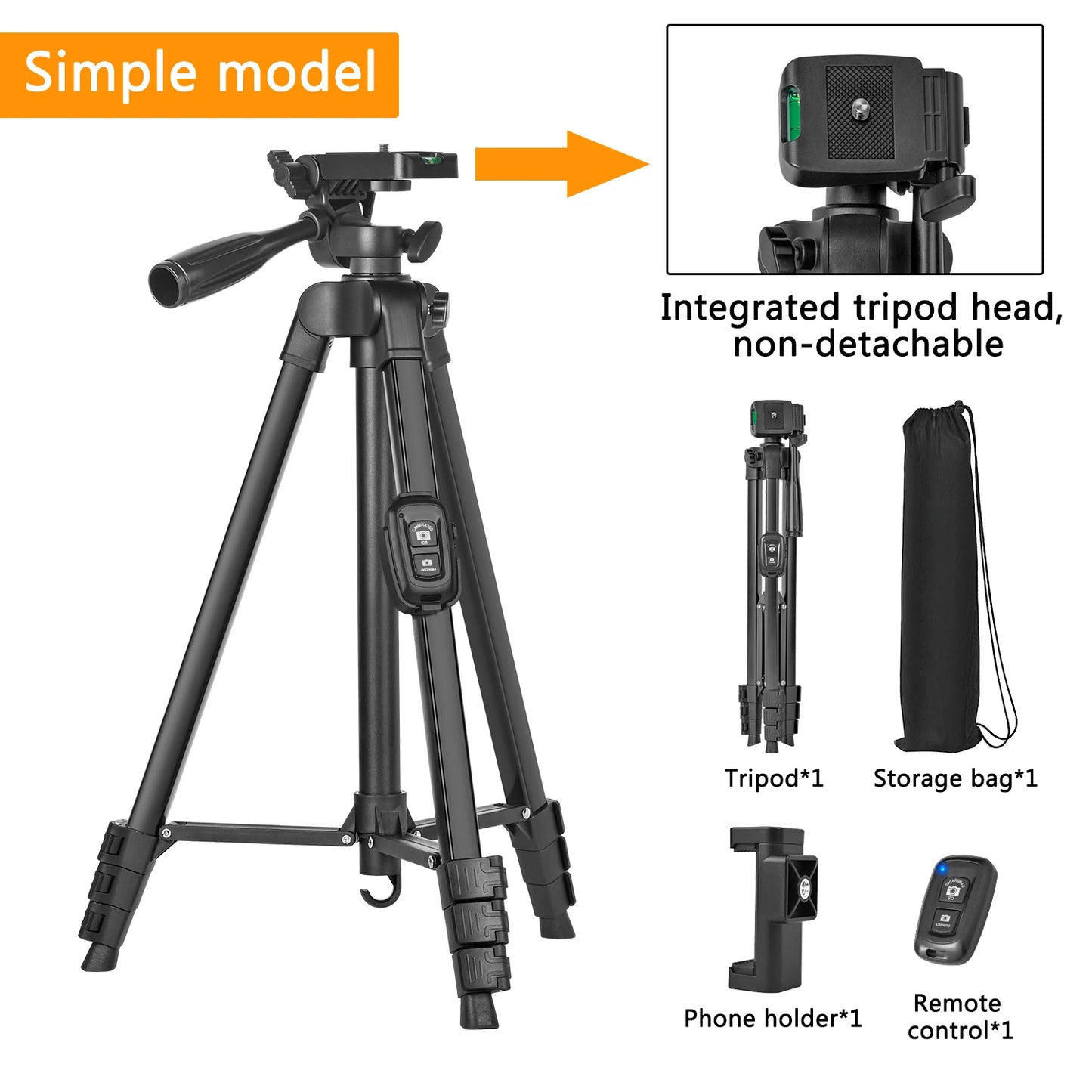 Tripod,60" Camera Tripod with Travel Bag,Cell Phone Tripod with Remote,Professional Aluminum Portable Tripod Stand