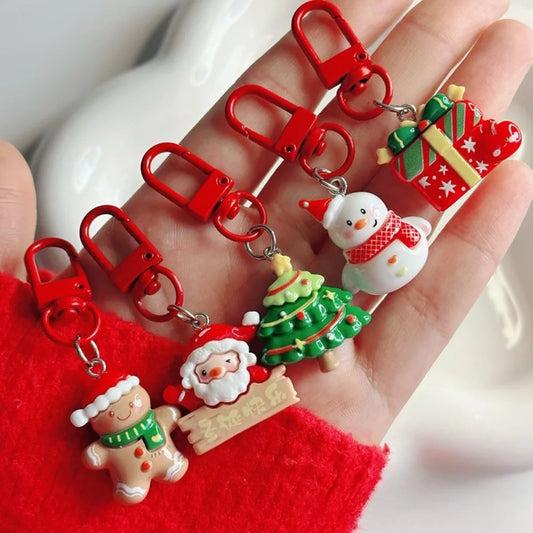 Cute Christmas Mobile Phone Straps Cartoon Santa Claus Snowman Pendants Keychains Bag Charms Party Decoration Children's Gifts