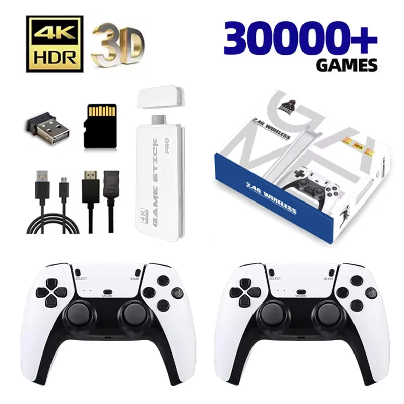 M15 4K Game Stick Mini TV Retro Video Game Console Wireless Gamepads Controller Handheld Game 128G 30000+ Games HD Output