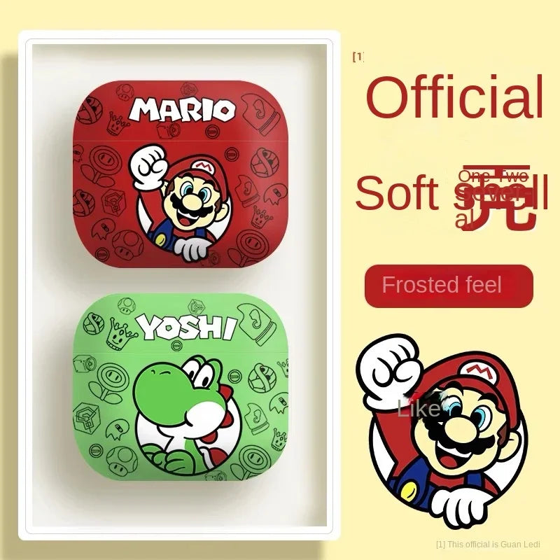 Super Mario Cartoon Printed Earphone Case for Airpods 1 2 3 Pro Pro2 Anime Yoshi Protective Shell Cute Dustproof Headset Cover