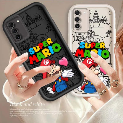 Anime M-Marios Cartoon Phone Case For Samsung Galaxy S25 S24 S23 S22 S21 S20 Ultra Plus FE 5G Eye Ladder Soft TPU Cover