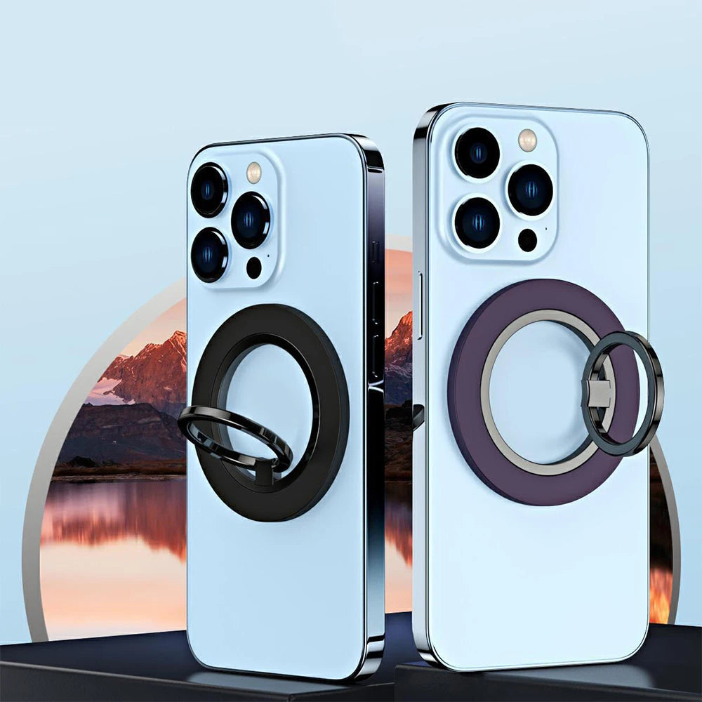 Stand For Tablet Magnetic 2 Sections Simplicity Rotation Ring Phone Handphone Popsocket Magsafe Ipad Holder Double Side Silicone