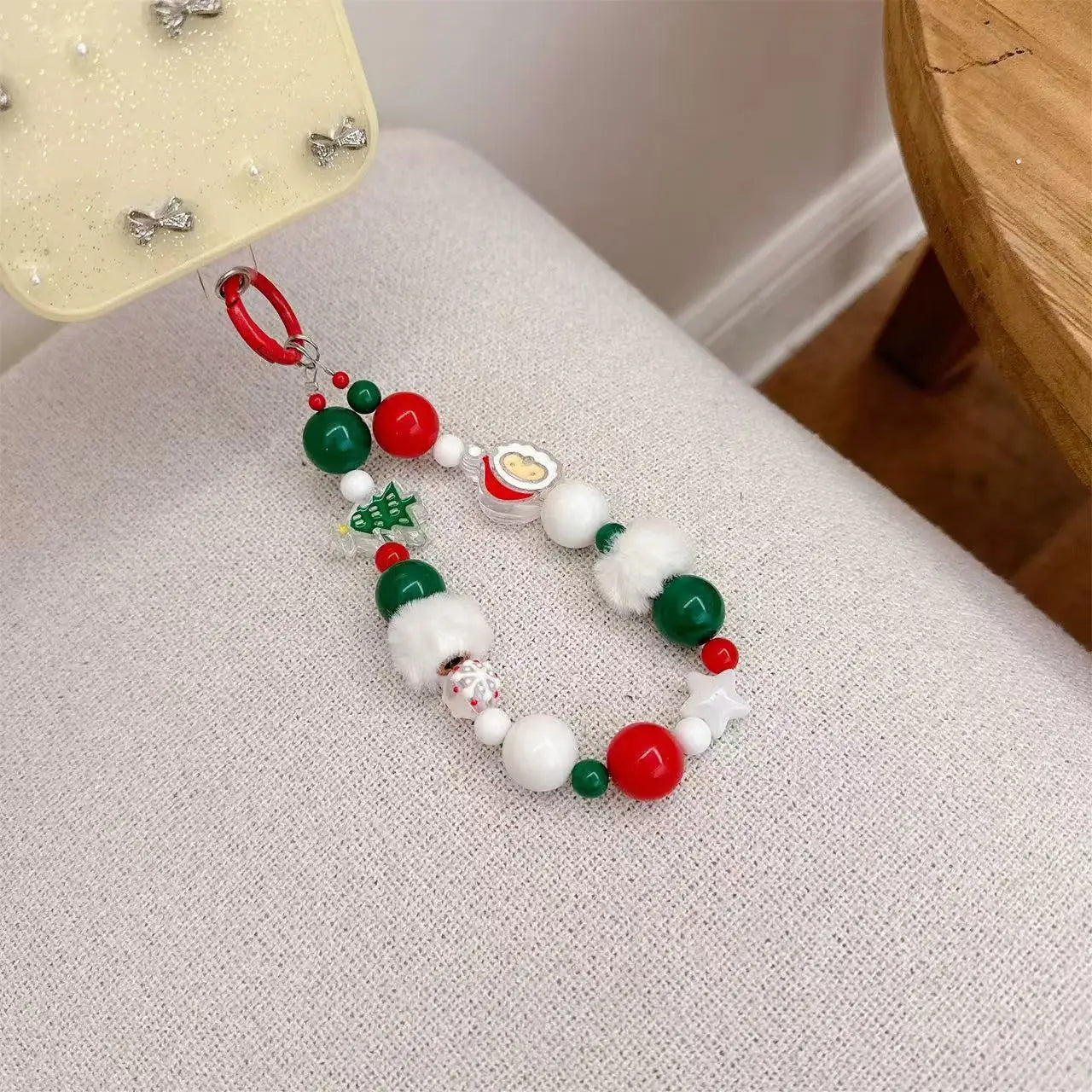 Cute Christmas Phone Chain Pendant Wrist Strap Anti-lost Lanyard Festival For iPhone Decorative Strap Bracelet Phone Accessories