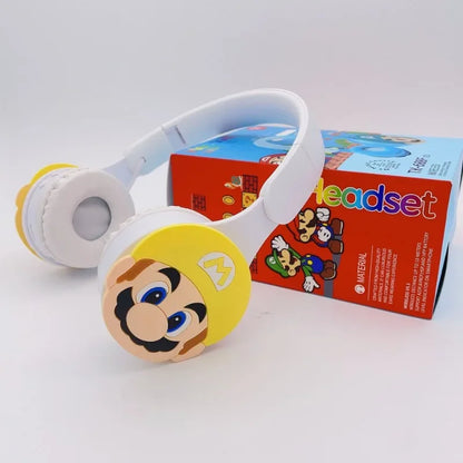 Super Mario Bros Wireless Bluetooth Headphones Anime 5.0 Gaming Headset Cartoon Sports Stereo Sound Earphones Fitness Headphones