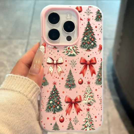 Christmas Tree Red Bow Pattern Phone Case for Xiaomi Redmi Note 14 13 12 Pro Plus 5G 12S 11 10 Redmi 14C 13C 2-in-1 Matte Cover