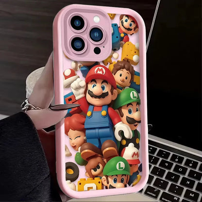 Lovely S-Super M-Mario Bros Phone Case For iPhone 16 15 14 13 12 11 Pro Max XS Max XR 7 8 Plus Shockproof Silicone Soft Cover