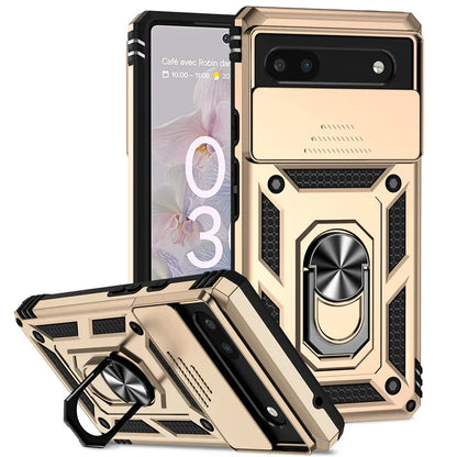 Slide Camera Protect Cover For Google Pixel 10 ProXL 9 8 7 Pro Magnetic Ring Holder Shockproof Armor Phone Case For Pixel 6 7 8A