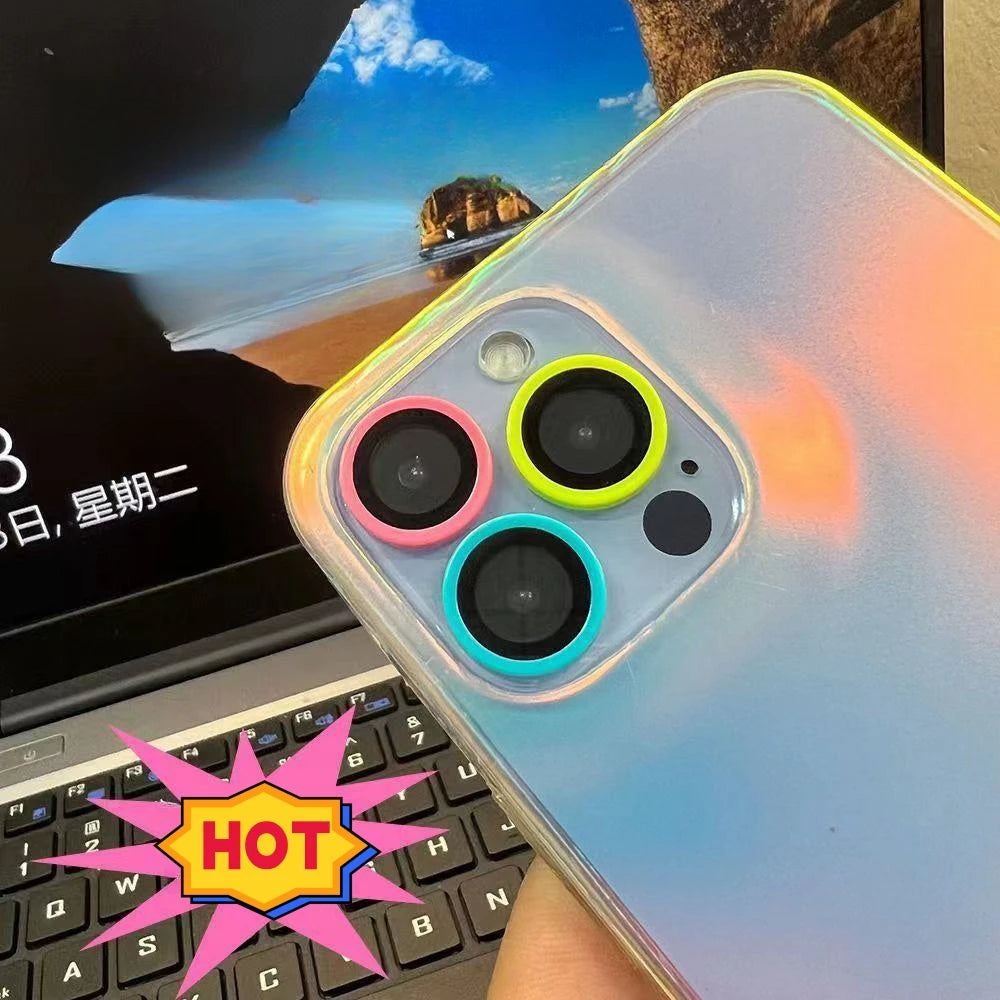 Luminous Ceramic Camera Protector Film For IPhone 14 13 12 11 15 Pro Max 14 Plus 12 13 Mini Lens Ring Tempered Glass Glowing Cap