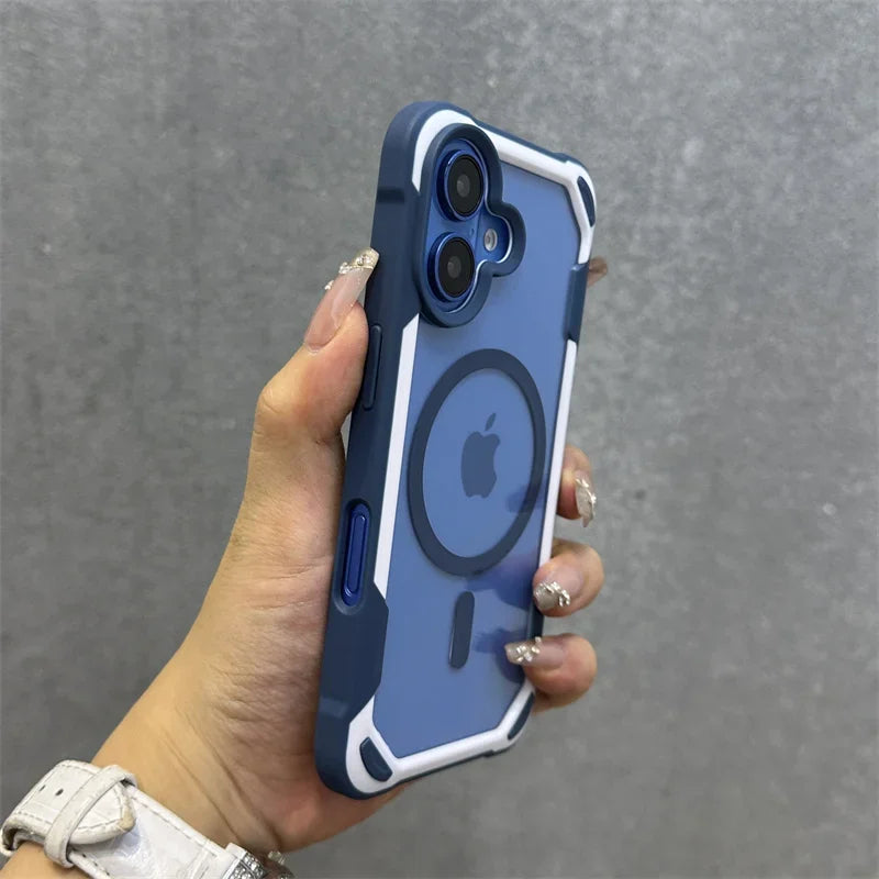 Hit Color Magnetic For Magesafe Wireless Charge Case For iPhone 16 13 14 12 15 Pro Max Transparent Shockproof Bumper Back Cover