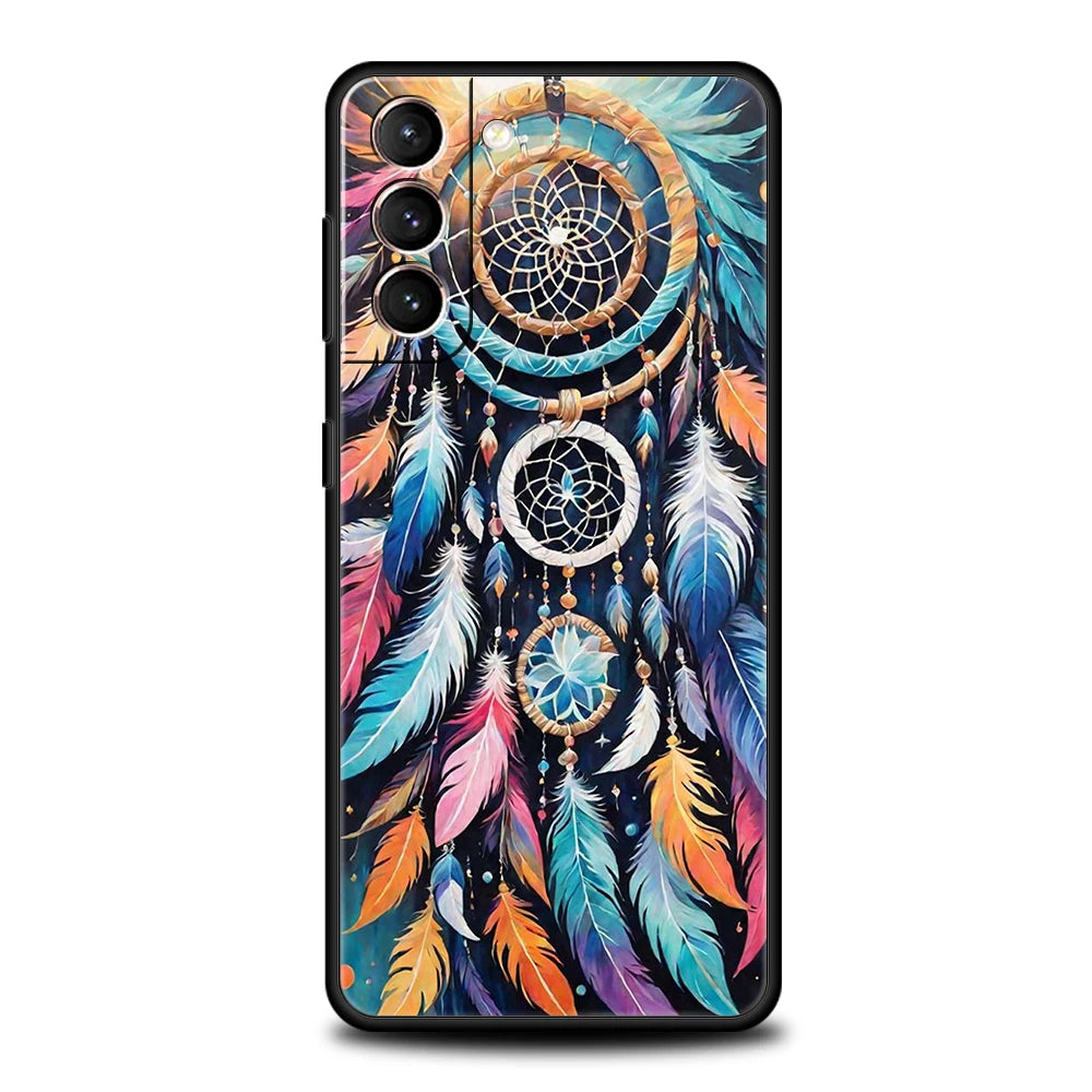 Mandala Dreamcatcher Phone Case for Samsung Galaxy S24 S23 S22 S20 S21 FE Ultra S10 S10E S9 S8 Plus 5G Silicone TPU Cover Capas
