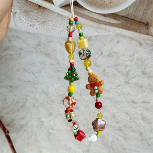 Cute Christmas Tree Phone Chain Pendant Wrist Strap Anti-lost Lanyard For iPhone 16 Decorative Strap Bracelet Phone Accessories