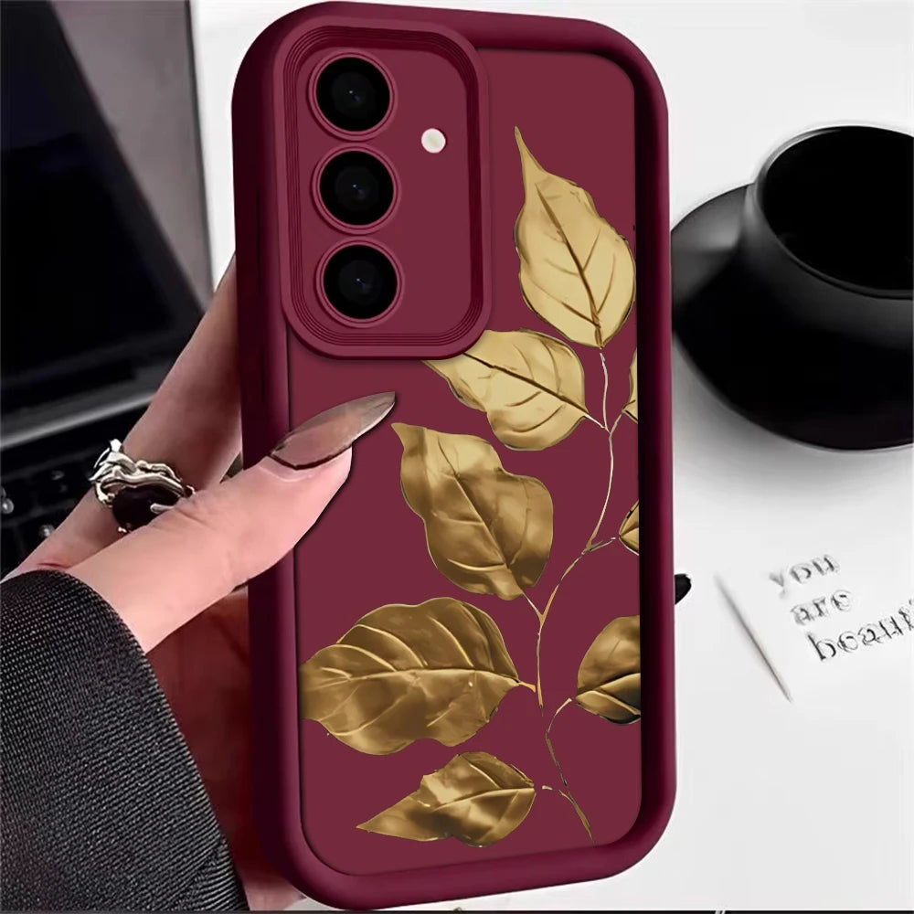 Petal Leaf Diagram Silicone Phone Case For Samsung Galaxy S23 S22 S21 S25 S24 S20 Ultra FE A35 A15 A25 A55 Note 20 Plus 5G Cover