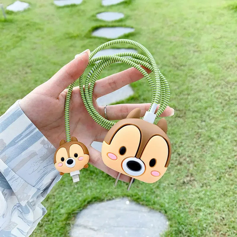 4Pcs Set Cable Protector for iPhone / iPad 18W/20W Charger Protector Case 3D Cartoon Cable Management Phone Wire Cord Organizers