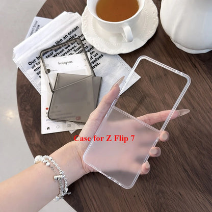 Z Flip6 7 Case Ultra Thin Slim Matte Cases for Samsung Galaxy Z Flip 6 7 5 4 3 PP Folding Shockproof Semi-Transparent Back Cover