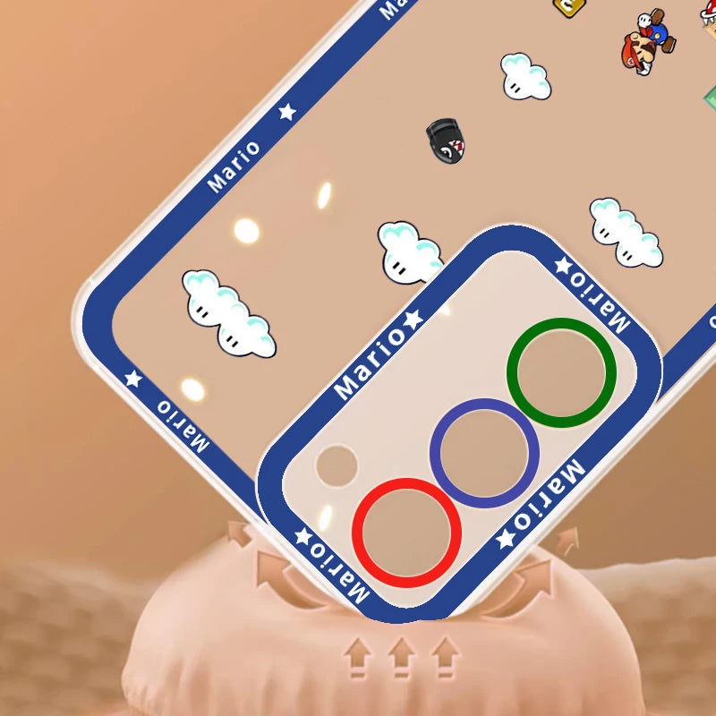 Cartoon Game Super Mario For Samsung Galaxy S23 S22 S21 S20 Pro FE Ultra A23 A52 A53 A71 Angel Eyes Transparent Phone Case