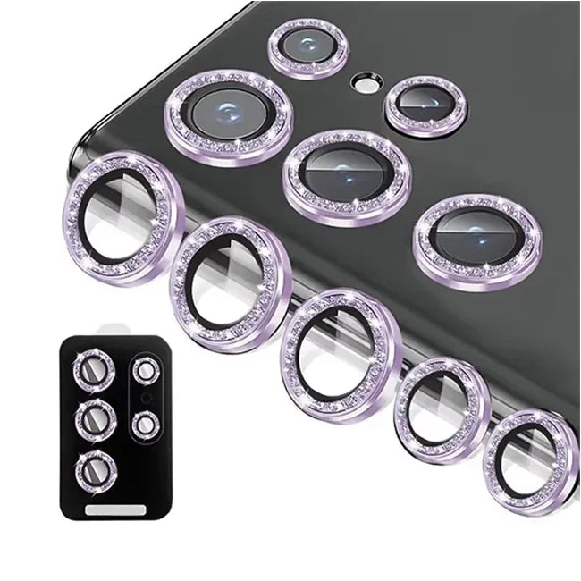For Samsung Galaxy S24 Ultra HD Glitter Diamond Metal Ring Camera Glass Lens Protector For Samsung S25 Ultra S24 Plus Lens Film