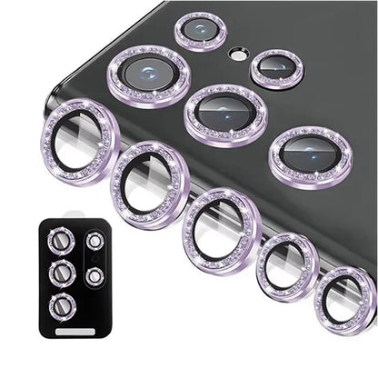 For Samsung Galaxy S24 Ultra HD Glitter Diamond Metal Ring Camera Glass Lens Protector For Samsung S25 Ultra S24 Plus Lens Film