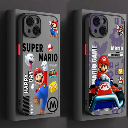 Childhood M-Marios Brave Game Frosted Translucent For Apple iPhone 16 15 14 13 12 11 XS XR X Pro Max Plus Mini Cover Phone Case