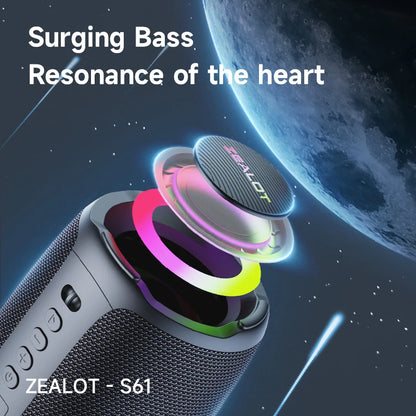 ZEALOT-S61 Bluetooth Speaker,with IPX6 Waterproof Protection and Outdoor Bass Sound for Backyard and Beach Party,10W Loudspeaker