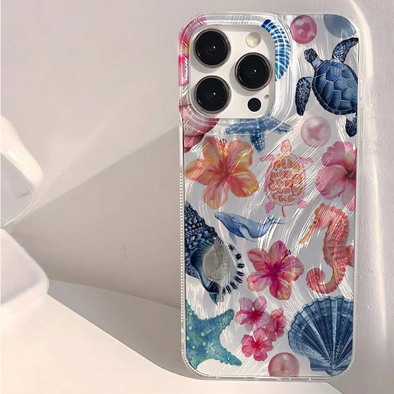 Cute Pink Starfish Jellyfish Crab Pattern Case For Samsung Galaxy A16 A26 A56 5G A55 A54 A34 A15 A35 S21FE S25 S22 S23 S24 Ultra