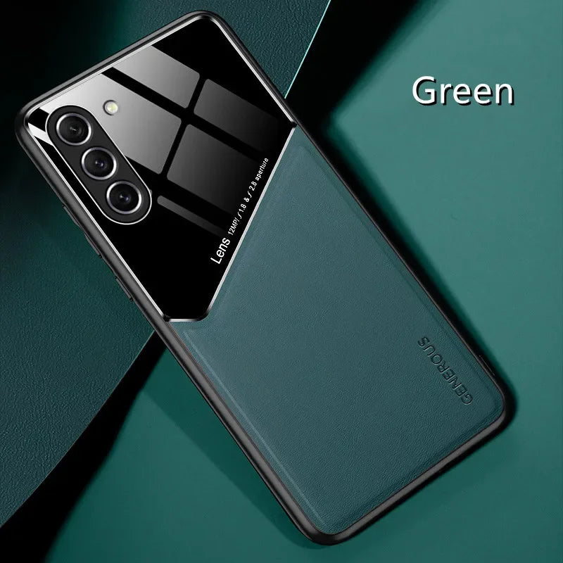 For Samsung Galaxy S25 S24 S23 Plus Cover TPU Leather Car Magnetic Holder Galaxy S22 S21 S20 Ultra FE S10 Plus Case Frame Coqu