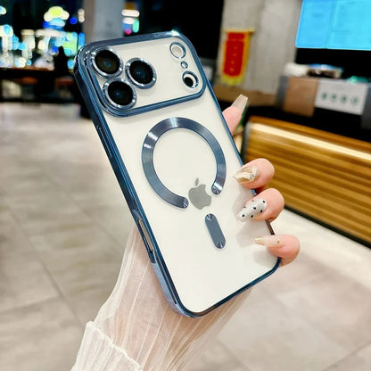 Luxury Magnetic For Magsafe Wireless Charge Plating Clear Case For iPhone 17 16 15 14 13 12 11 Pro Max Shockproof Silicone Cover