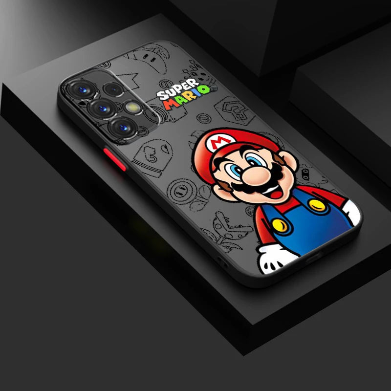 Anime Super M-Mario Cute Art Frosted Translucent For Samsung Note 20 A35 A03 A54 A31 A22 A34 A14 A24 A04 A55 5G Back Phone Case