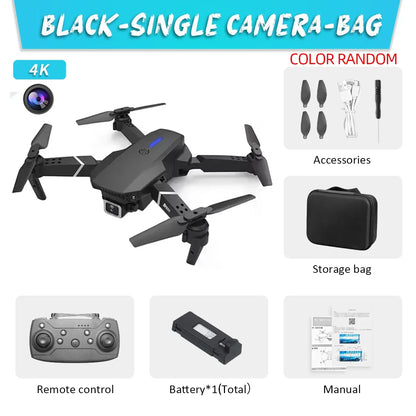 2024 E88 Pro WIFI FPV Drone, Wide Angle 4K/1080P HD Camera, Height Hold, Foldable RC Quadcopter Helicopter Toy Gift