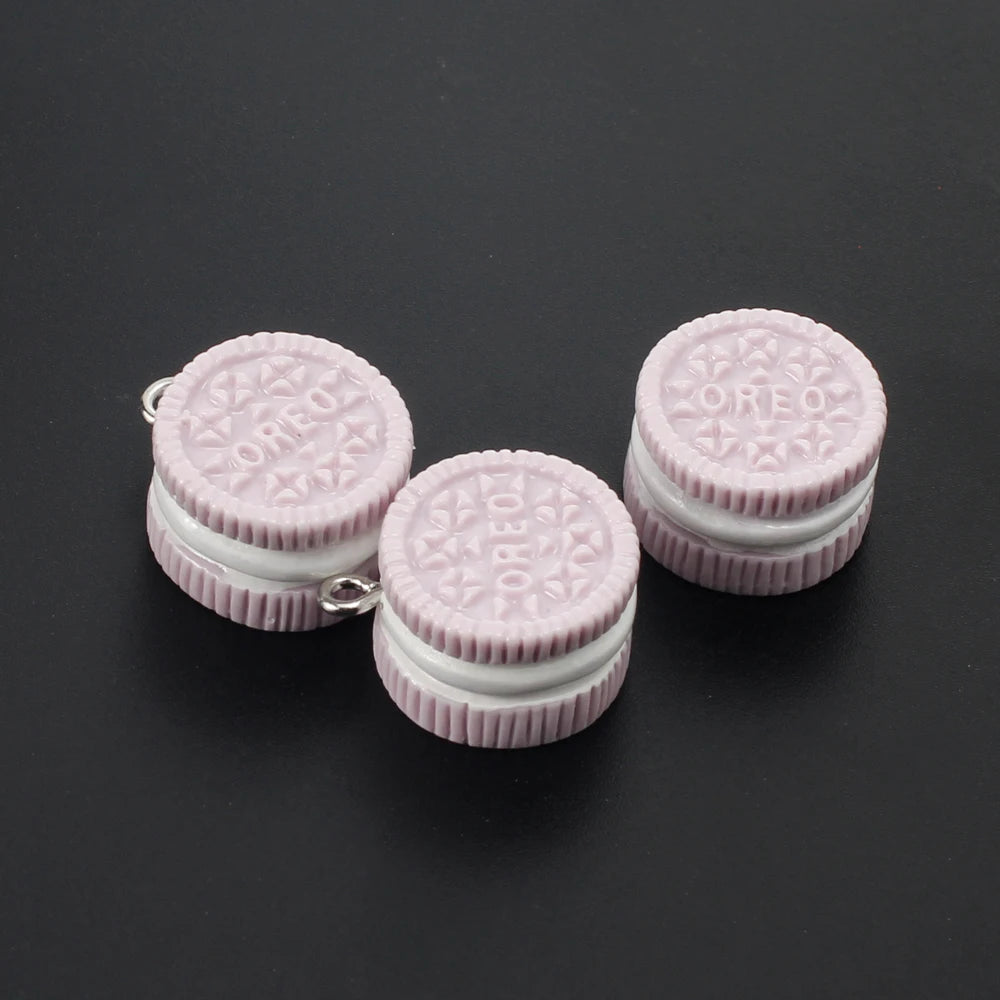 10pcs Macaron Biscuits Cookies Resin Charms Chocolates Snacks Food Pendants for Earrings Keychain Diy Jewelry Making Supplies