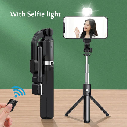 Portable Bluetooth Selfie Stick Retractable Multifunctional 103CM Phone HoldeTripod With Selfie light Wireless Remote Shutter