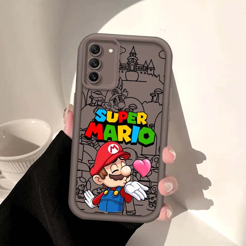 Anime M-Marios Cartoon Phone Case For Samsung Galaxy S25 S24 S23 S22 S21 S20 Ultra Plus FE 5G Eye Ladder Soft TPU Cover