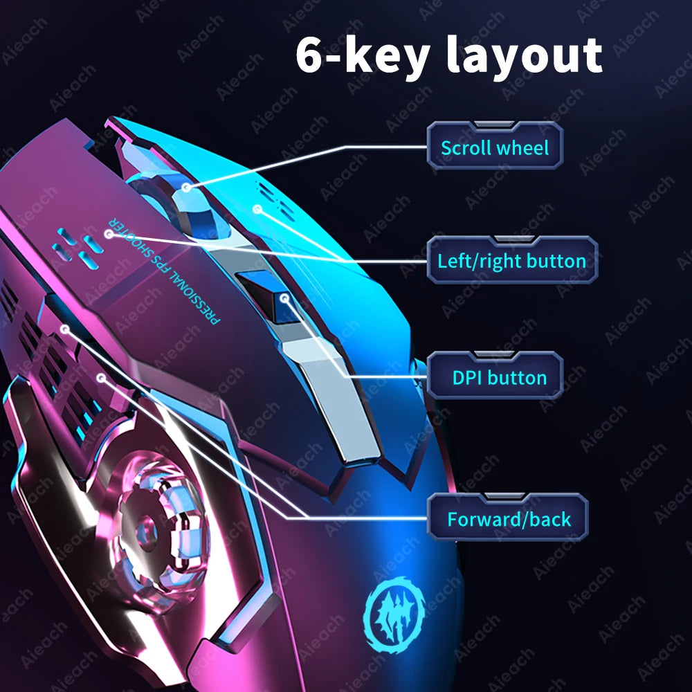 Wireless Bluetooth Gaming Mouse 2.4g USB Rechargeable Ergonomic Mechanical Backlight Design for Laptop PC Computer Gamer