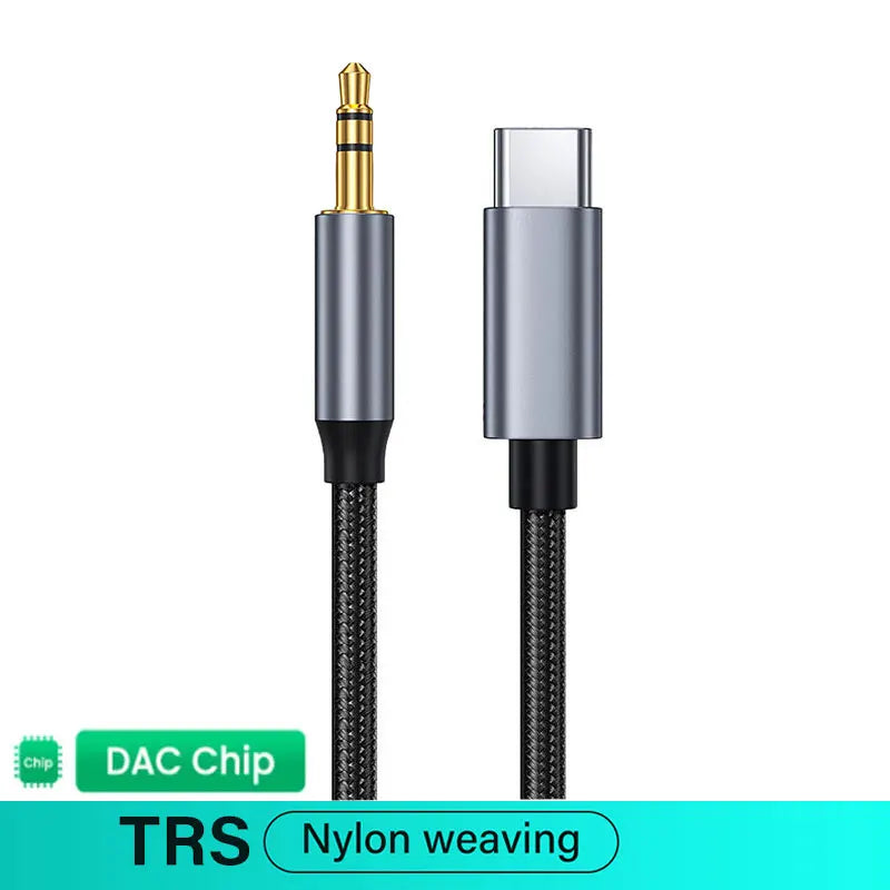 USB C to 3.5mm Jack AUX Audio Cable Car Speaker HiFi Headphone Headset Adapter For iPhone 16 Pro Samsung 0.5m Short 2m 3m Long