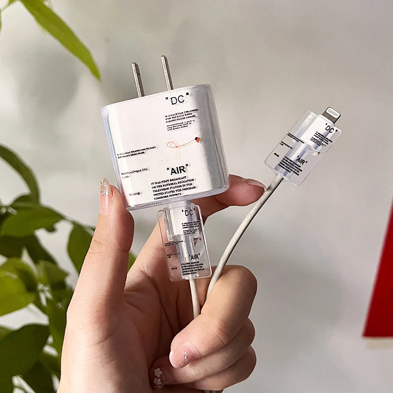 3-Piece set Charger Spider Case For Apple IPhone 18W 20W Transparent Data Wire Winder Cable Protectors Port Breakproof Protectio