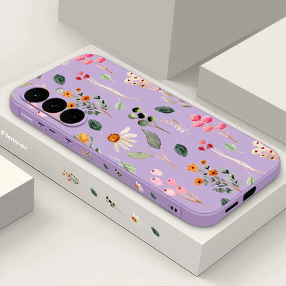 Luxury Flower Print Lanyard Case For Samsung Galaxy A55 A54 5G A35 A25 A15 A14 A34 A52 S21 FE S22 S23 S24 Ultra Silicone Cover