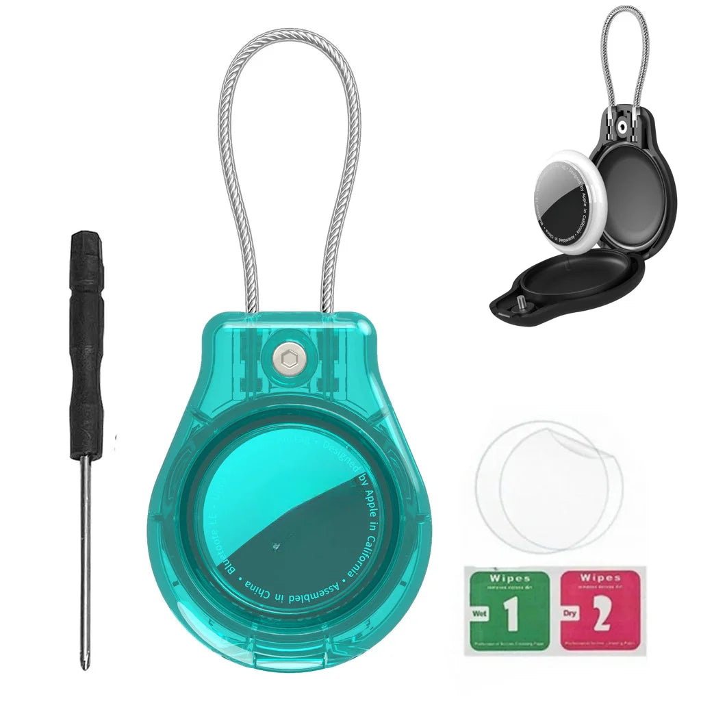 Waterproof AirTag Keychain Holder tag Lock Case Wire Cable,  Anti-Lost Protective Case with Keyring for Luggage, Key, Backpack